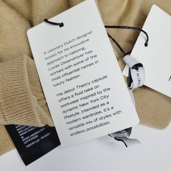 Theory Project Silk Georgette Combo Sweater Women's Small Camel Long Sleeve Flaw - Picture 10 of 11